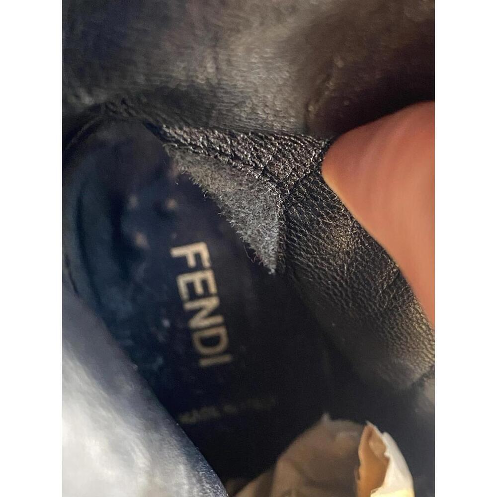FENDI Black 37.5/7.5 Textured Leather Selleria Ankle Boots Architectural Heels - Picture 10 of 11